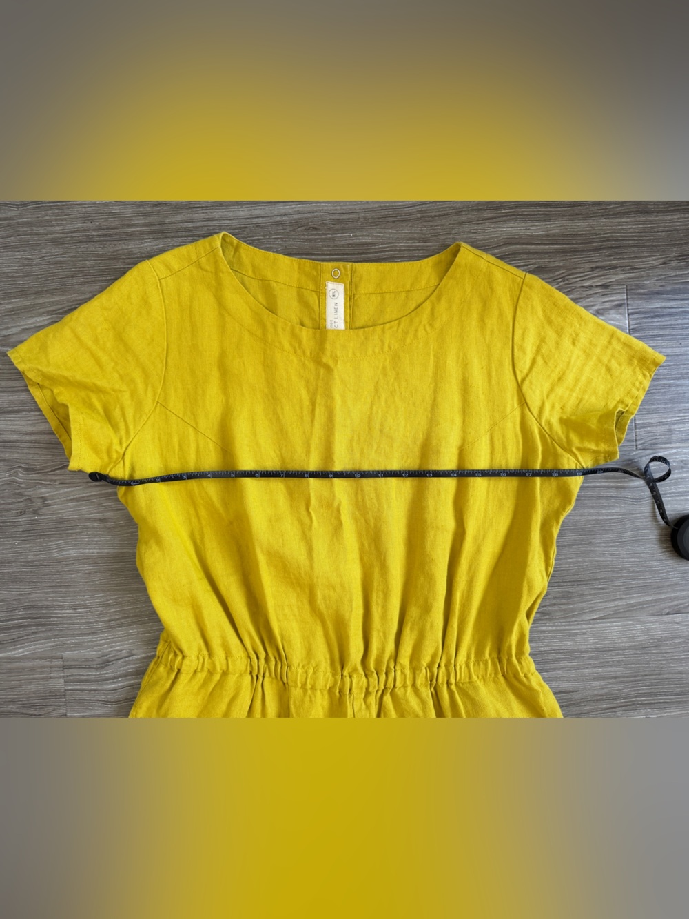 Not Perfect Linen • Barcelona Jumpsuit • Greenish Mustard • Size Medium/Large - Picture 7 of 10